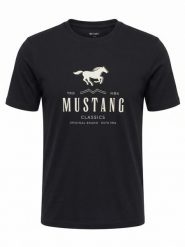 Męski T-Shirt Mustang Style Austin Jet Black 1017270 4188. Czarne t-shirty męskie Mustang, l, bez wzorów, bez kołnierzyka. Za 69.99 zł.