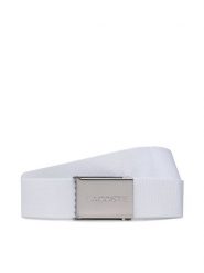 Lacoste Pasek Męski RC2012 Biały. Białe paski damskie Lacoste, bez wzorów, z materiału. Za 209.99 zł.