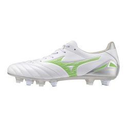 Buty piłkarskie Mizuno Morelia Neo IV Pro SG. Białe buty sportowe męskie Mizuno, ze skóry, bez zapięcia, do piłki nożnej. Za 429.99 zł.