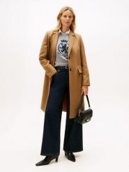 Tommy Hilfiger Wełniany płaszcz z zawartością kaszmiru Kobiety Wełna brązowy, 42. Brązowe płaszcze damskie Tommy Hilfiger, bez wzorów, z kaszmiru, klasyczne, bez kaptura. Za 1,499.95 zł.