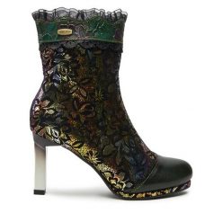 Botki Laura Vita. Zielone botki damskie Laura Vita, bez obcasa, na słupku, bez zapięcia. Za 429.99 zł.