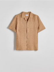 Koszula comfort fit z lyocellem - brązowy. Brązowe koszule męskie Reserved, l, bez wzorów, z lyocellu, bez kołnierzyka, bez ramiączek. W wyprzedaży za 79.99 zł.