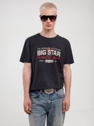 Koszulka męska z nadrukiem z kolekcji Authentic czarna Enifer 906. Czarne t-shirty męskie Big Star, l, bez wzorów, z dzianiny, retro, bez kołnierzyka. W wyprzedaży za 59.99 zł.
