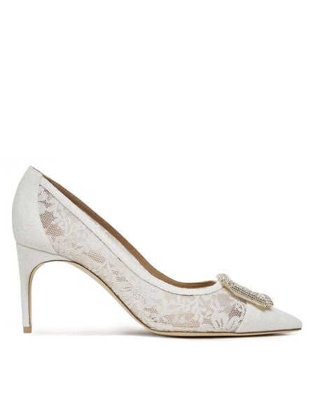 MALONE SOULIERS Szpilki Monroe 70-10 Biały. Białe szpilki damskie MALONE SOULIERS, bez wzorów, z materiału, bez obcasa, bez zapięcia. Za 3,069.00 zł.