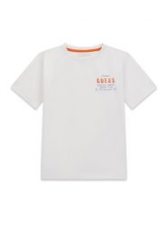 Guess T-Shirt L6GI21 K8HM4 Biały Regular Fit. Białe t-shirty dla chłopców Guess, z aplikacjami, z bawełny, bez ramiączek. Za 74.99 zł.