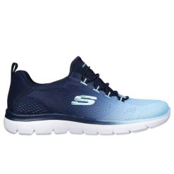 Buty Skechers Summer Bright Charmer 149536 Nvy niebieskie. Niebieskie obuwie sportowe damskie bez wzorów, z materiału. Za 475.92 zł.