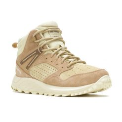 Buty turystyczne damskie Merrell Wildwood Mid Ltr Wp. Brązowe obuwie sportowe damskie Merrell, bez wzorów, trekkingowe. Za 289.99 zł.