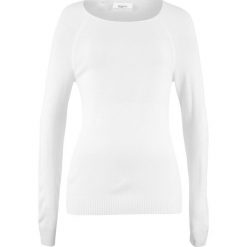 Sweter w strukturalny wzór bonprix biel wełny. Swetry damskie marki bonprix. Za 69.99 zł.