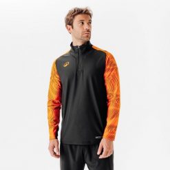 Bluza piłkarska Kipsta Viralto Wavy Club na krótki suwak. Brązowe bluzy męskie KIPSTA, s, bez wzorów, z elastanu, bez kaptura. Za 199.99 zł.