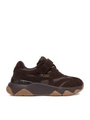 Guess Sneakersy EO-CP40GG24W2026 Brązowy ciemny. Brązowe buty sportowe dziewczęce Guess, z aplikacjami, ze skóry, bez zapięcia. Za 279.99 zł.