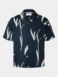 Selected Homme Koszula Slhrelax-Rajesh 16091066 Granatowy Relaxed Fit. Niebieskie koszule męskie Selected Homme, l, bez wzorów, z wiskozy, bez kołnierzyka, bez ramiączek. Za 129.99 zł.