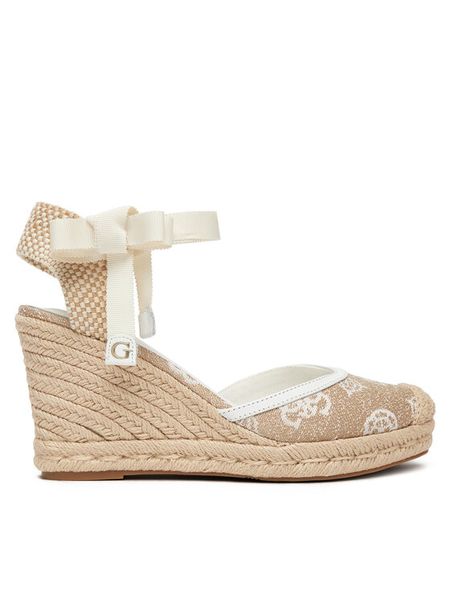Guess Espadryle FLJCYR FAB04 Beżowy. Brązowe sandały damskie Guess, z aplikacjami, ze skóry, bez obcasa, bez zapięcia. Za 339.99 zł.