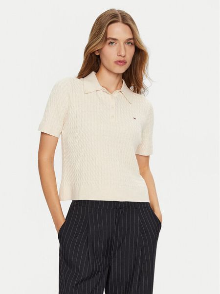 Tommy Hilfiger Sweter WW0WW43957 Écru Regular Fit. Swetry damskie Tommy Hilfiger, xl, bez wzorów, z bawełny, bez kołnierzyka, bez ramiączek, bez kaptura. Za 299.99 zł.