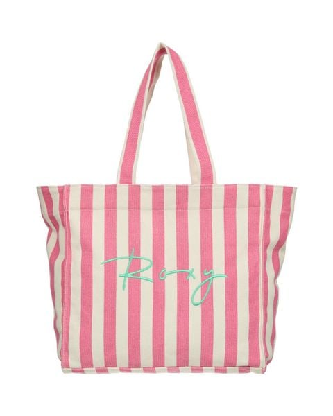 Torba typu tote damska FAIRY BEACH. Czerwone torby na ramię damskie Roxy, bez wzorów, z bawełny, bez dodatków. Za 149.99 zł.