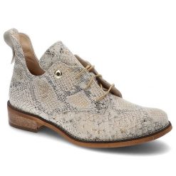 Półbuty damskie Damiss, cholewka z naturalnej skóry z tłoczonym wzorem i klasycznym sznurowaniem, gad, DS-639. Szare półbuty damskie DAMISS, bez wzorów, ze skóry, biznesowe, bez obcasa, na płaskiej podeszwie, bez zapięcia. Za 319.00 zł.