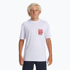 Koszulka do pływania dziecięca Quiksilver Everyday Surf Tee. Białe bluzki dla dziewczynek Quiksilver, bez wzorów, bez kołnierzyka, bez ramiączek. Za 84.99 zł.