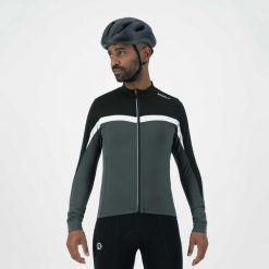 Koszulka rowerowa męska Rogelli COURSE z długim rękawem, ocieplana. Białe koszulki sportowe męskie Rogelli, l, bez wzorów, bez kołnierzyka, bez ramiączek, rowerowe. W wyprzedaży za 99.00 zł.