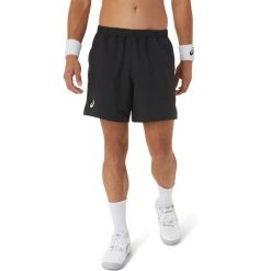 Szorty Asics Court 7 in. Czarne krótkie spodenki sportowe męskie Asics, s, bez wzorów, z materiału, tenisowe. Za 219.00 zł.