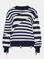 Silvian Heach Sweter GPP24300MA Granatowy Regular Fit. Niebieskie swetry damskie Silvian Heach, s, bez wzorów, z bawełny, bez kołnierzyka, bez ramiączek, bez kaptura. Za 149.99 zł.
