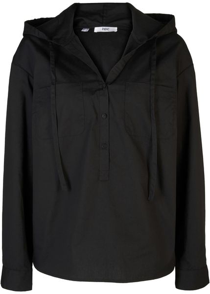 Bluzka tunikowa z czystej bawełny organicznej. Białe bluzki damskie bonprix, bez wzorów, z bawełny, bez kołnierzyka, bez ramiączek. Za 129.99 zł.