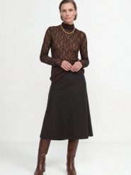Rich & Royal koszulka z koronką Kobiety brązowy, L. Brązowe t-shirty damskie Rich & Royal, l, bez wzorów, z koronki, bez kołnierzyka. Za 429.95 zł.