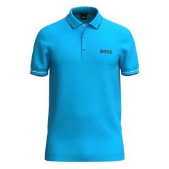 Koszulka Polo męska BOSS Paul Pro Turquoise/Aqua slim fit turkusowa. Niebieskie koszulki polo męskie Boss, m, bez wzorów, bez kołnierzyka, bez ramiączek. Za 279.00 zł.