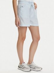 Tommy Jeans Szorty materiałowe DW0DW22227 Niebieski jasny Regular Fit. Niebieskie szorty damskie Tommy Jeans, m, bez wzorów, z jeansu. Za 329.99 zł.