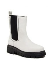 Lasocki Botki WI23-TX76-02 Biały. Białe botki damskie Lasocki, ze skóry, bez obcasa, na płaskiej podeszwie, bez zapięcia. Za 279.99 zł.