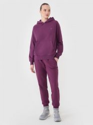4F Spodnie dresowe joggery damskie - fioletowe S. Fioletowe spodnie dresowe damskie 4f, l, bez wzorów, z bawełny. Za 129.99 zł.