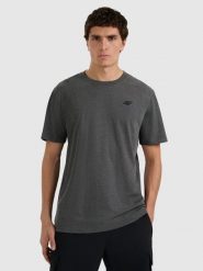 4F T-shirt regular gładki męski - szary 3XL. Szare t-shirty męskie 4f, m, bez wzorów, bez kołnierzyka. Za 49.99 zł.