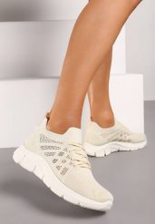 Beżowe Buty Sportowe z Elastyczną Wsuwaną Cholewką i Wkładką ze Skóry Naturalnej Rantia. Brązowe obuwie sportowe damskie Renee, bez wzorów, z gumy. Za 44.99 zł.
