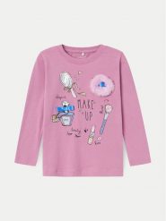 NAME IT Bluzka 13235991 Różowy Regular Fit. Czerwone bluzki dla dziewczynek Name it, bez wzorów, z bawełny, bez ramiączek. Za 39.99 zł.
