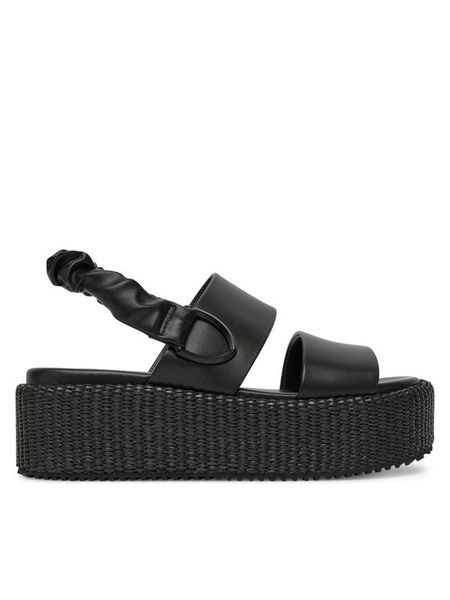 Blauer Sandały S5OPAL04/RAF Czarny. Czarne sandały damskie Blauer, bez wzorów, ze skóry, bez obcasa, na koturnie, bez zapięcia. Za 259.99 zł.