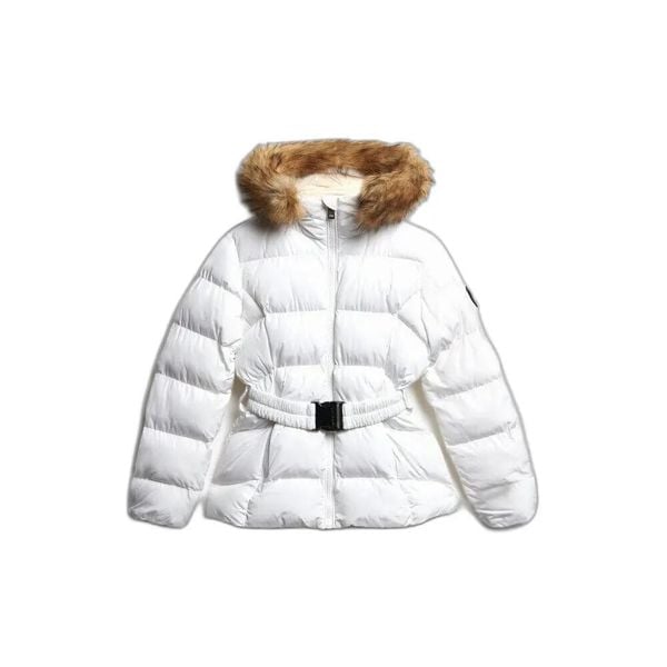 Damska kurtka puchowa Superdry. Białe kurtki damskie Superdry., na zimę, m, z aplikacjami, z puchu, bez kaptura. Za 638.00 zł.