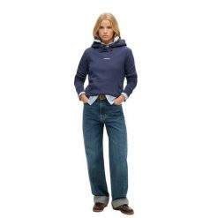 Jednokolorowa bluza z kapturem damska Superdry. Niebieskie bluzy damskie Superdry., bez wzorów, z kapturem. Za 327.70 zł.