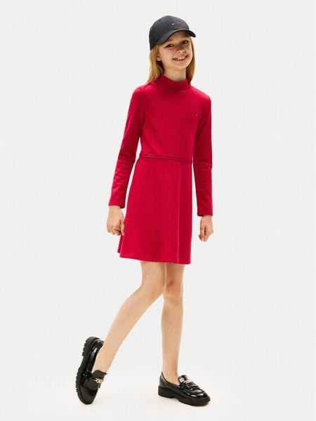 Tommy Hilfiger Sukienka codzienna Essential Skater KG0KG08790 D Czerwony Regular Fit. Czerwone sukienki dla dziewczynek Tommy Hilfiger, bez wzorów, z syntetyku, bez ramiączek. Za 259.99 zł.