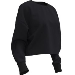 Bluza damska Domyos Gym & Pilates crop. Czarne bluzy sportowe damskie DOMYOS, l, bez wzorów, z bawełny, bez kaptura, na fitness i siłownię. Za 59.99 zł.