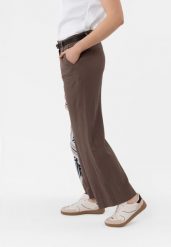 Spodnie z lnem R-GITTA. Brązowe spodnie materiałowe damskie Volcano, s, bez wzorów, z materiału. Za 139.99 zł.