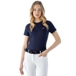 T-shirt damski Equiline Eqberek. Niebieskie t-shirty damskie EQODE BY EQUILINE, bez wzorów, sportowe, bez kołnierzyka. Za 246.00 zł.