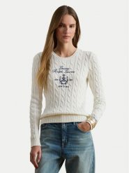 LAUREN RALPH LAUREN Sweter 200P03508003 Biały Slim Fit. Białe swetry damskie Lauren Ralph Lauren, m, bez wzorów, z bawełny, bez kołnierzyka, bez ramiączek, bez kaptura. Za 949.99 zł.
