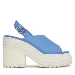 Sandały Converse. Niebieskie sandały damskie Converse, bez wzorów, bez obcasa, na słupku, bez zapięcia. Za 329.99 zł.