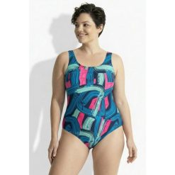 Damskie Kostium kąpielowy wzór pociągnięcia pędzlem bez miękkich miseczek. Niebieskie kostiumy jednoczęściowe damskie Ulla Popken, plus size, bez wzorów, z elastanu, sportowe, plus size. Za 199.99 zł.