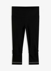 Legginsy rybaczki z połyskiem (2 szt.). Czarne legginsy damskie bonprix, bez wzorów, z koronki. Za 55.98 zł.