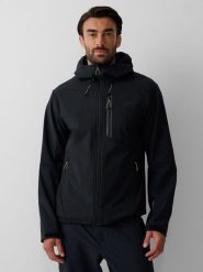4F Kurtka softshell wiatroodporna membrana 8000 męska - czarna XXL. Czarne kurtki męskie 4f, na jesień, l, bez wzorów, z materiału, klasyczne, bez kaptura. Za 399.99 zł.