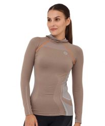 Bluza damska z kapturem Brubeck FITNESS. Brązowe bluzy damskie Brubeck, m, bez wzorów, z materiału, z kapturem, do biegania. Za 79.99 zł.
