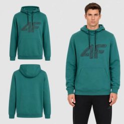 BLUZA MĘSKA DRESOWA 4F Z KAPTUREM Z NADRUKIEM S M2133 KOLOR ZIELONY. Zielone bluzy męskie 4f, l, bez wzorów, z bawełny, z kapturem, do biegania. Za 132.00 zł.
