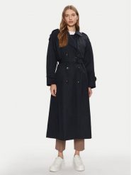 Tommy Hilfiger Trencz WW0WW45918 Granatowy Oversize. Niebieskie płaszcze damskie Tommy Hilfiger, l, bez wzorów, z bawełny, bez kaptura. Za 969.99 zł.