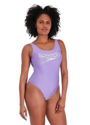 Strój Kąpielowy Speedo Logo U-back – Fioletowo-Biały - Rozmiar 30. Białe kostiumy jednoczęściowe damskie Speedo, bez wzorów, z materiału, klasyczne, na fitness i siłownię. Za 122.76 zł.