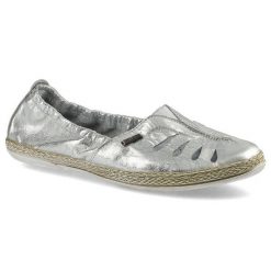 Srebrne Espadryle Lemar Damskie Skórzane Obuwie. Szare espadryle damskie Lemar, na lato, w ażurowe wzory, ze skóry, eleganckie, bez obcasa, bez zapięcia. Za 159.00 zł.