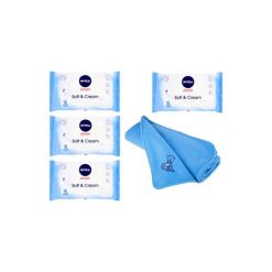 Zestaw 4x NIVEA BABY 63szt Soft&Cream Chusteczki nawilżane dla dzieci i niemowląt + NIVEA Niebieski kocyk 70x70cm Gratis. Niebieskie kocyki dla dzieci Beiersdorf. W wyprzedaży za 39.99 zł.